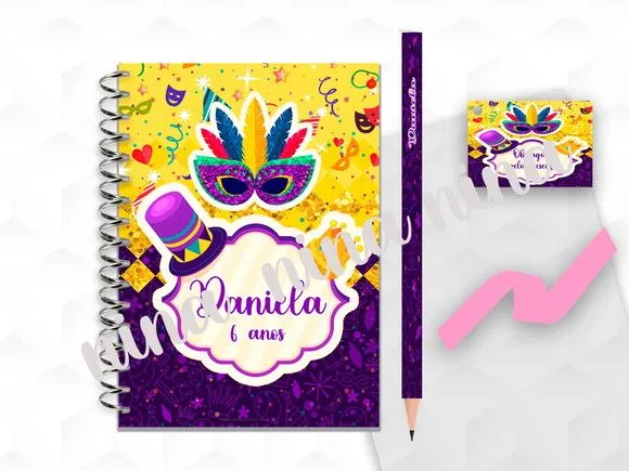 Bloquinho G+lapis Carnaval Personalizado - artesanato feito à mão por creativitybynina