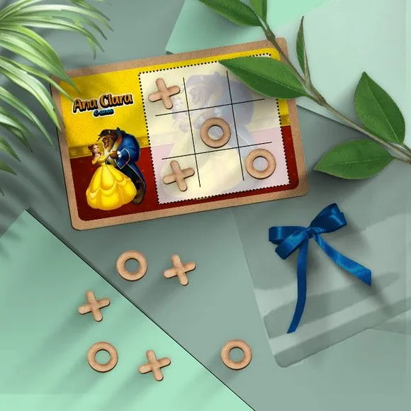 Jogo da Velha - Bela e a Fera Personalizado - artesanato feito à mão por Mi Papelaria Criativa