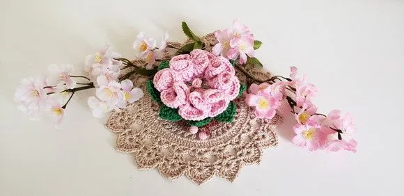 Sachê Porta Sabonete em Crochê Rosa Candy