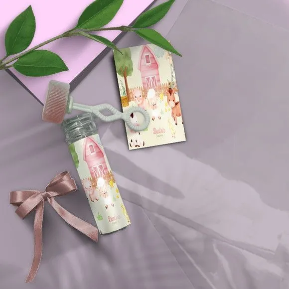 Bolha de Sabão - Fazendinha Rosa Personalizado - artesanato de Mi Papelaria Criativa