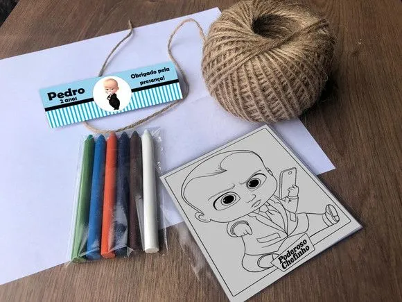 Kit Giz de cera Poderoso Chefinho Personalizado - feito à mão por Mi Papelaria Criativa