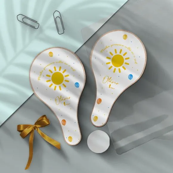 Raquete Ping Pong - Minha Primeira Volta ao Sol - feito à mão por Mi Papelaria Criativa