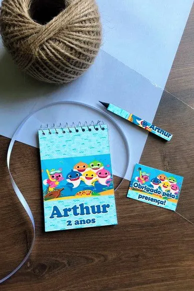 Bloquinho Baby Shark Personalizado - artesanato de Mi Papelaria Criativa