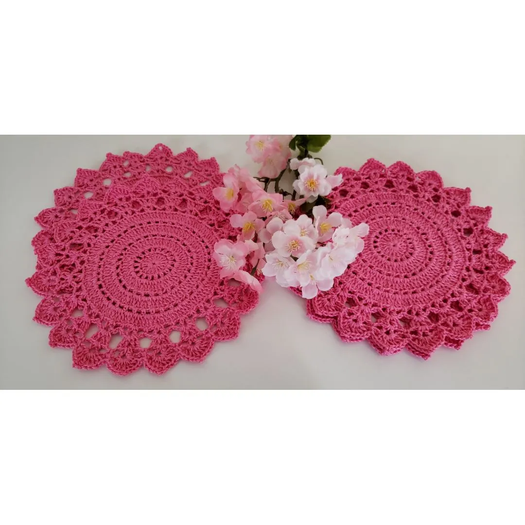 Jogo de 04 Toalhinhas em Crochê Pitaya Rosa (20 cm) - foto 5