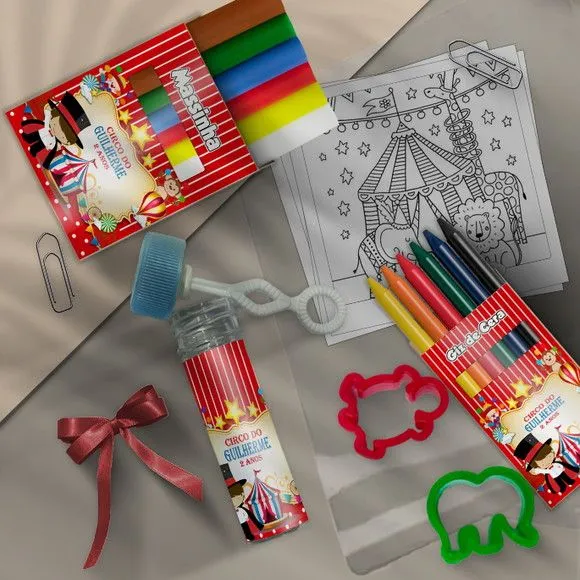 Kit Massinha Infantil Circo Personalizado - feito à mão por Mi Papelaria Criativa
