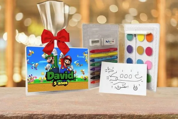 Estojo de Pintura Super Mario Bros Personalizado - feito à mão por Artmanha Lembrancinhas