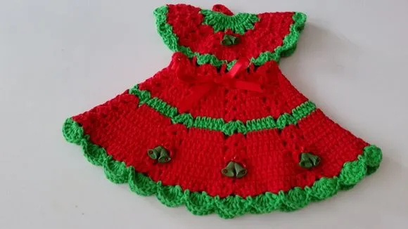 Pegador de Panelas Vestido Vermelho - Verde (20 cm x 15 cm ) - foto 3