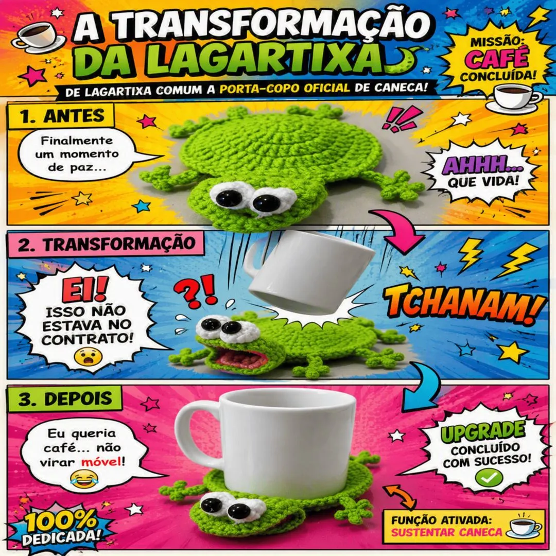 Porta copo lagartixa de crochê - Lembrancinha de Natal - artesanato feito à mão por Ateliê Yasashii