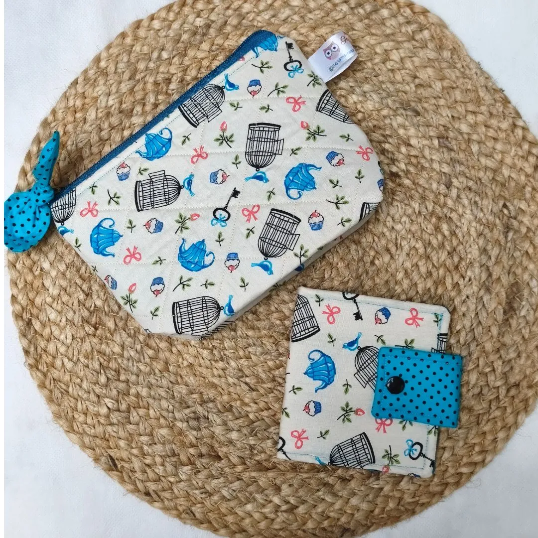 Kit Organizador de Bolsa Artesanal Necessaire + Porta Absorvente - artesanato de Gabi Jodas Ateliê