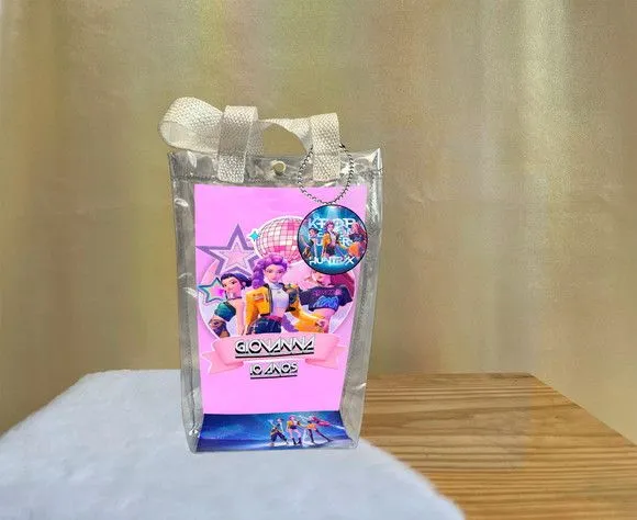 Sacola Transparente Guerreiras do Kpop Personalizado - artesanato de Artmanha Lembrancinhas