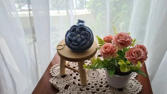 Case em Crochê para Fone de Ouvidos Azul Aquário