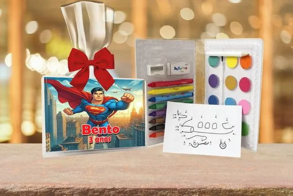 Estojo de Pintura Superman Personalizado - feito à mão por Artmanha Lembrancinhas