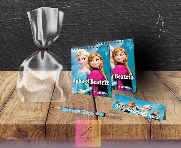 Bloquinho Frozen Personalizado - feito à mão por Artmanha Lembrancinhas
