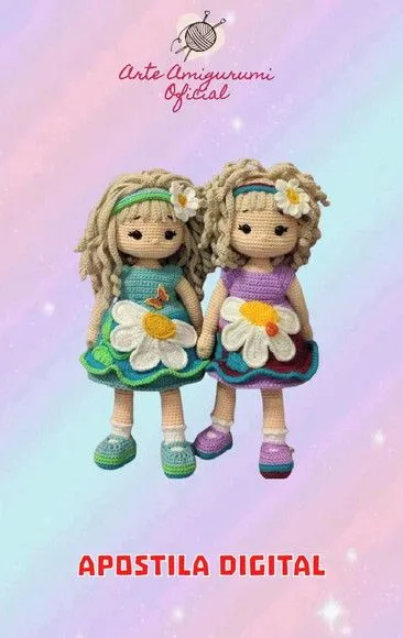 Receita Boneca Vestido de Margarida - Amigurumi - artesanato feito à mão por Arte Amigurumi Oficial