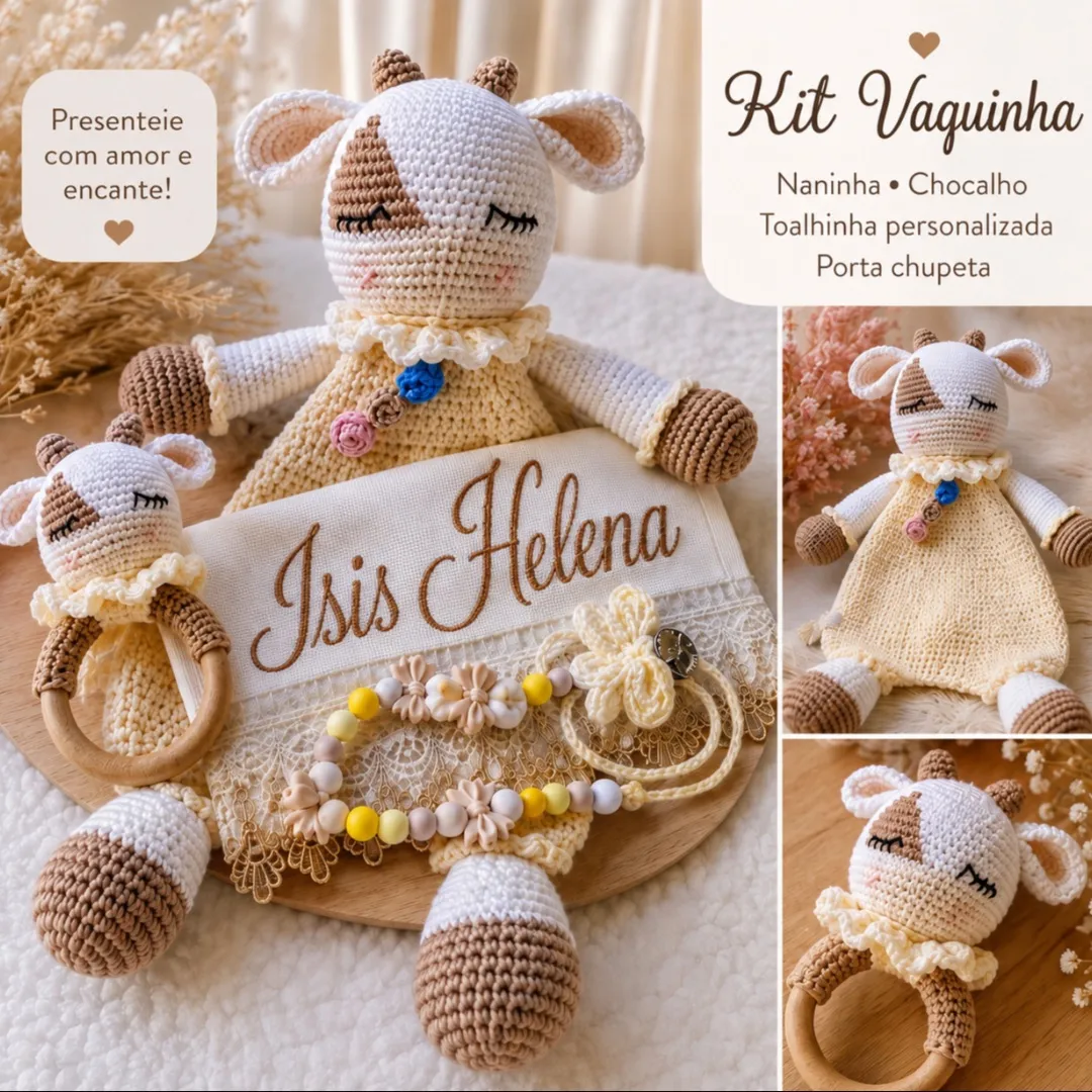 Kit: Naninha + toalhinha bordada+ porta chupeta + chocalho - foto 6