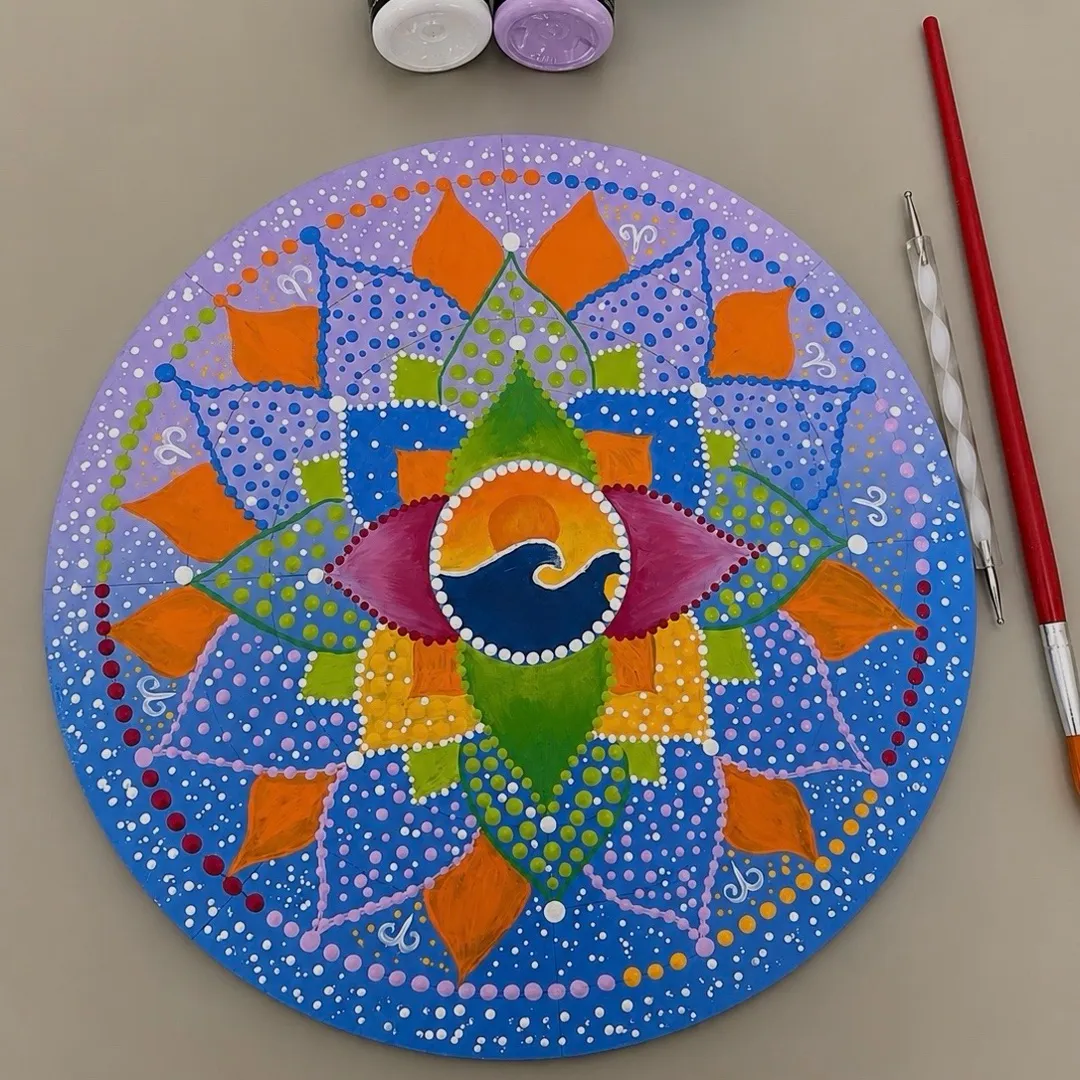 Mandala em MDF Artesanal – Praia e Mar - artesanato feito à mão por MANDALUME