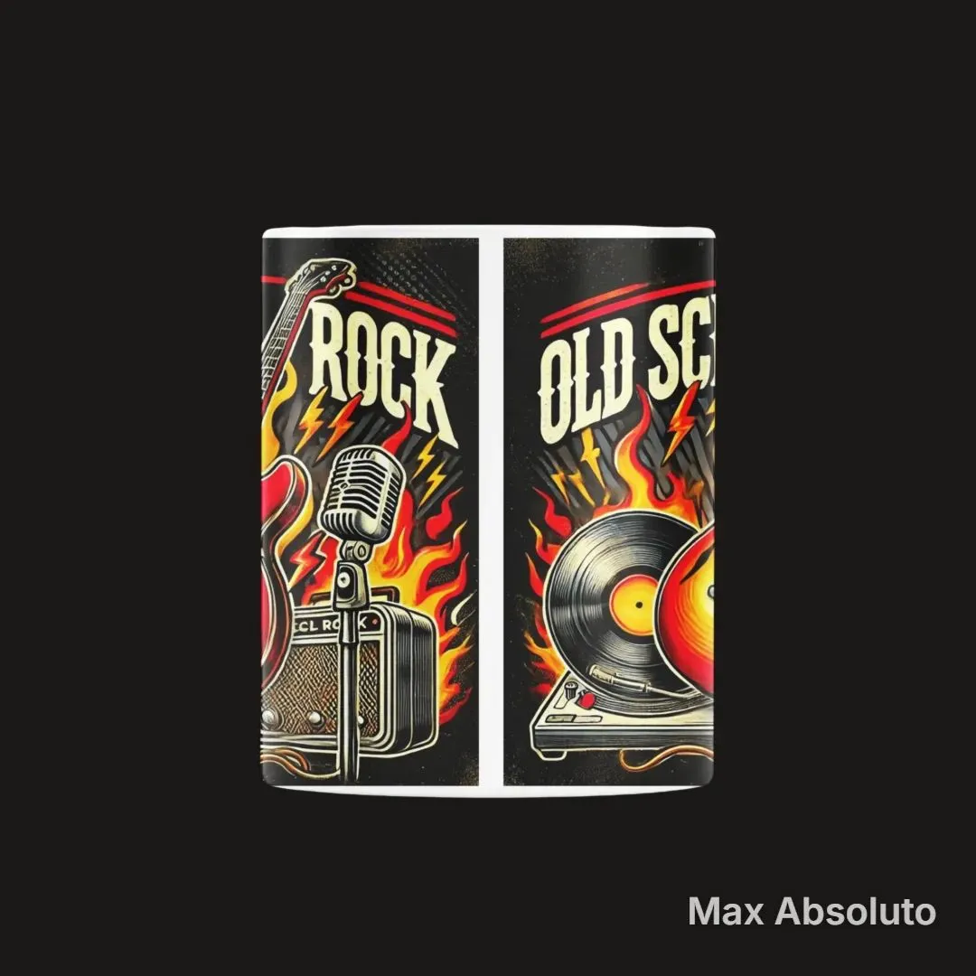 Caneca Estampa Tipográfica Old School Rock Guitarra 325ml - foto 4