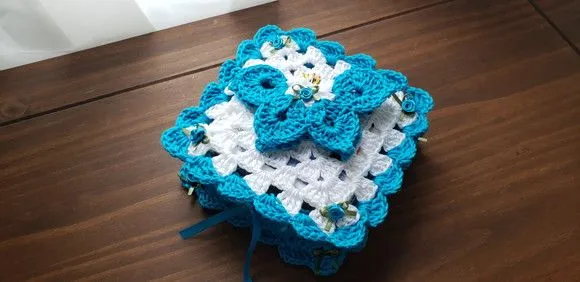 Porta Guardanapos em Crochê Borboleta (turquesa Azul) 22 cm - foto 5