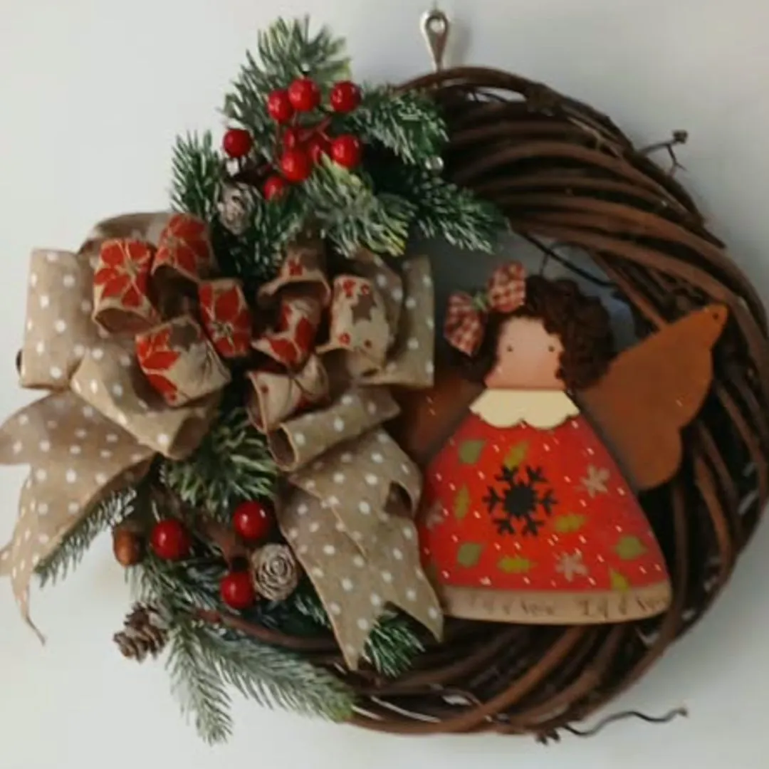 Guirlanda de Natal Anjo -  Let it Snow - artesanato de Flor Seca Casa e Ambiente