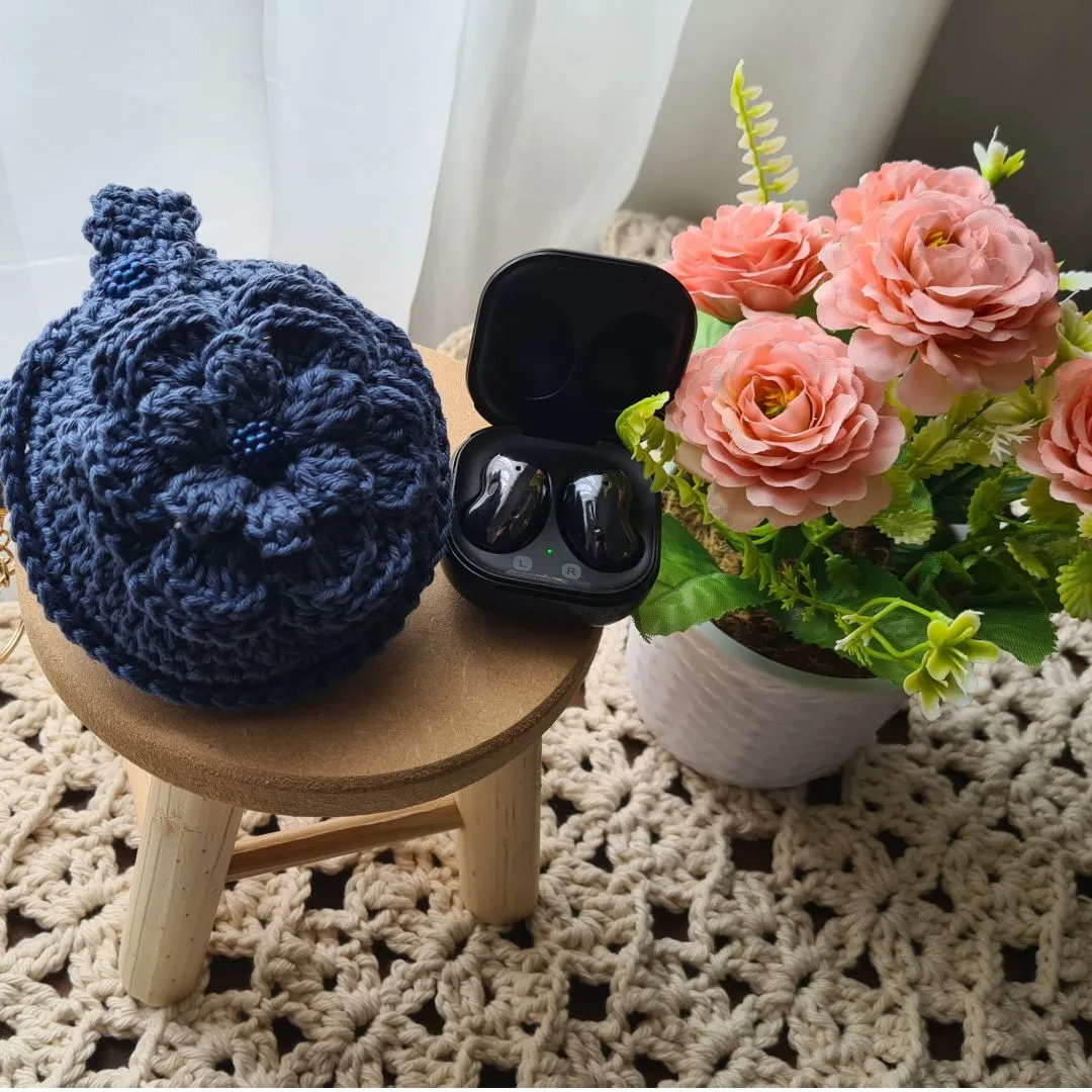 Case em crochê para Fone de ouvidos (Azul Náutico) - foto 4