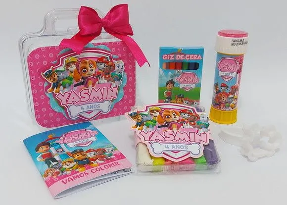 Maleta Patrulha Canina Rosa Personalizada - feito à mão por Mi Papelaria Criativa