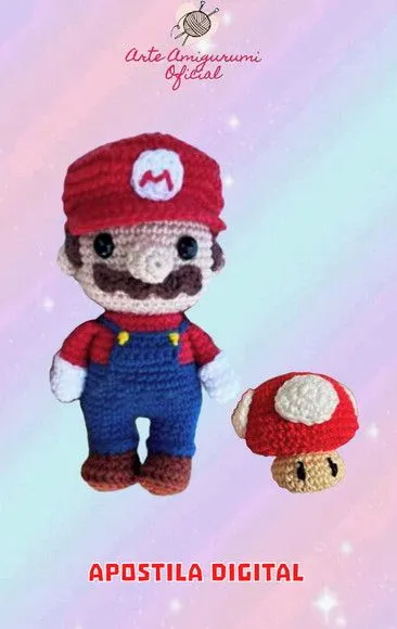 Receita Super Mário e Cogumelo Amigurumi - feito à mão por Arte Amigurumi Oficial