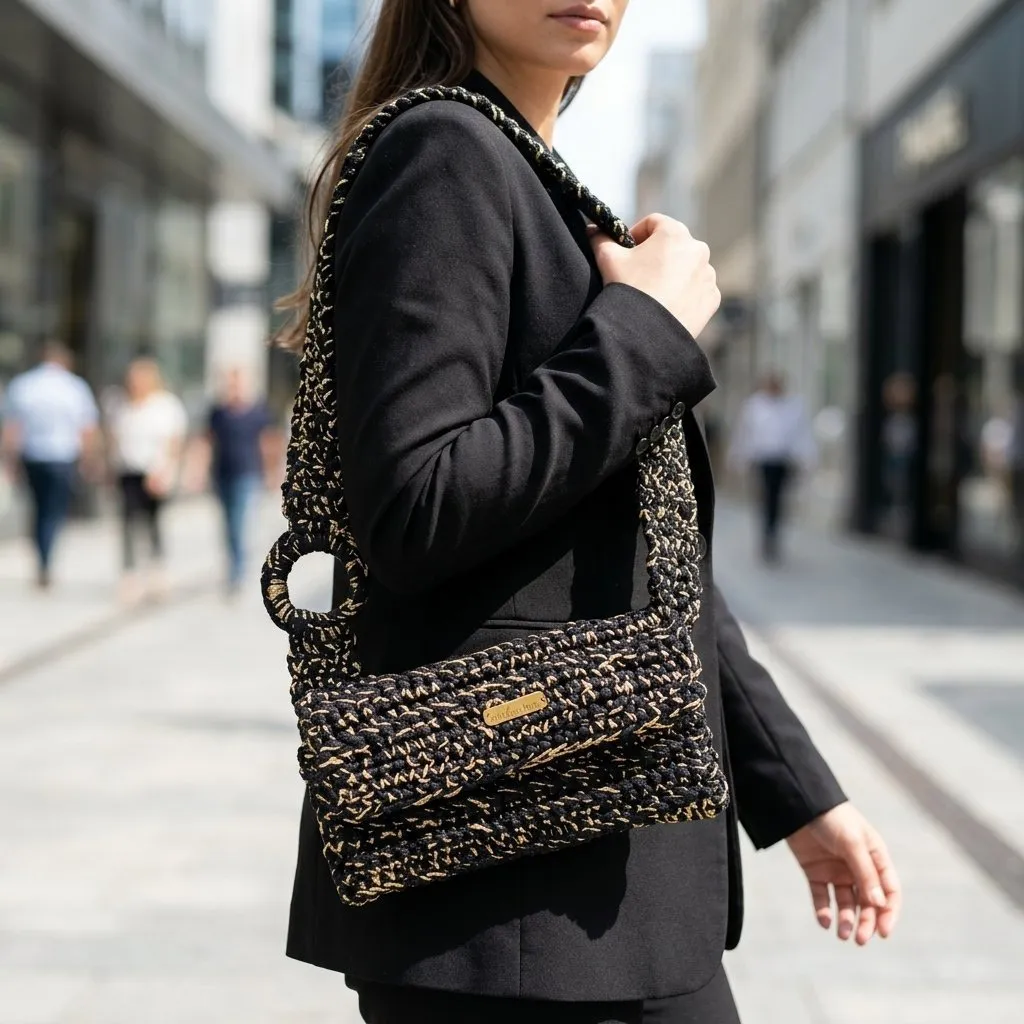 bolsa mochila transversal em fio de malha - foto 3