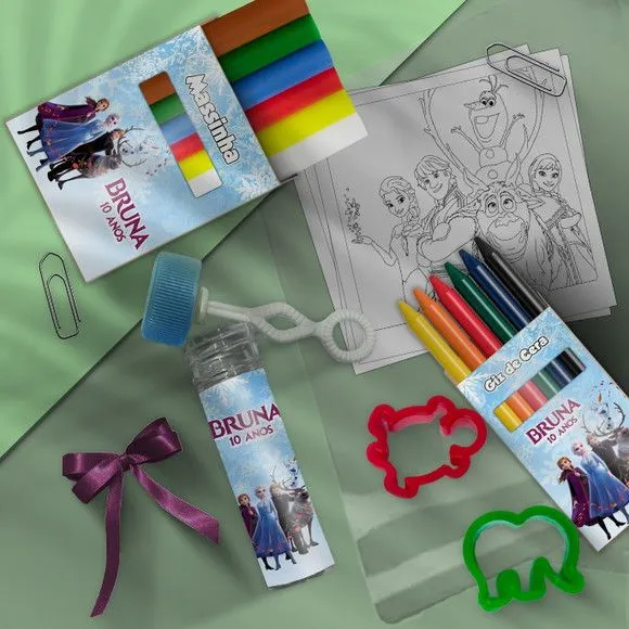 Kit Massinha Infantil Frozen Personalizado - feito à mão por Mi Papelaria Criativa