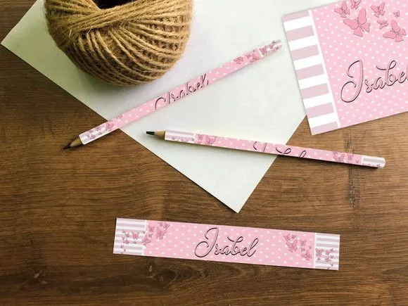 Lápis Borboleta Personalizado - feito à mão por Mi Papelaria Criativa