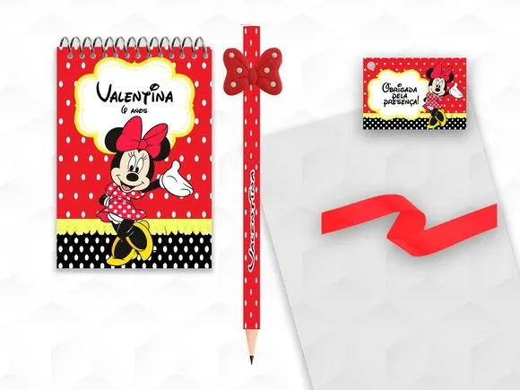 Bloquinho com Aplique Minnie Vermelha Personalizado - artesanato feito à mão por creativitybynina
