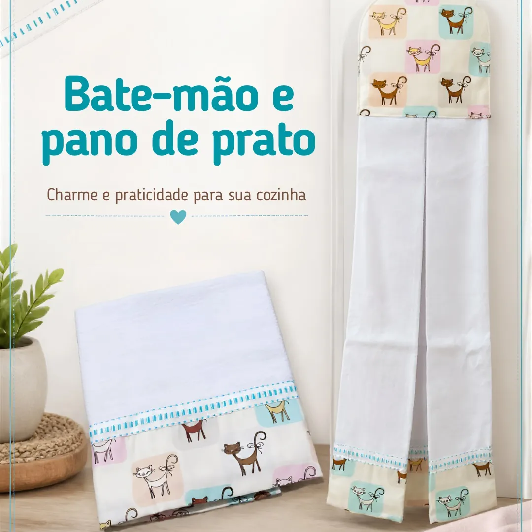 Kit 2 Peças - Pano de prato e bate mão 2 - artesanato feito à mão por Djulik