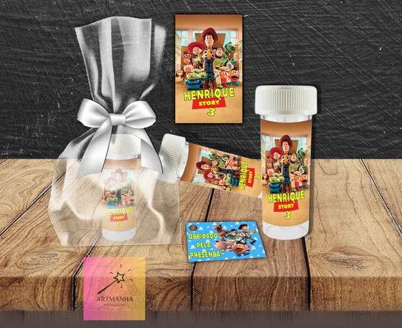 Bolha de Sabão Toy Story Personalizada - feito à mão por Artmanha Lembrancinhas