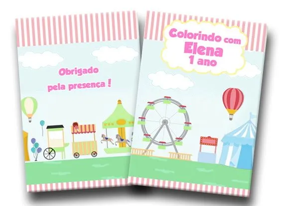 Revista colorir parque de diversões rosa 14x10 - artesanato de PAPCRIE