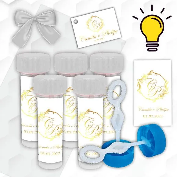 Bolinha de Sabão Casamento Personalizada - artesanato feito à mão por Mi Papelaria Criativa
