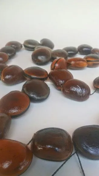 Colar sementes olho de boi guia proteção sorte 65cm