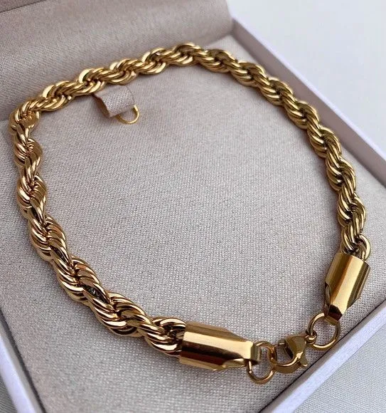 Pulseira Cordão Baiano Masculina Banhada 5,5mm 17grs 21cm - foto 2