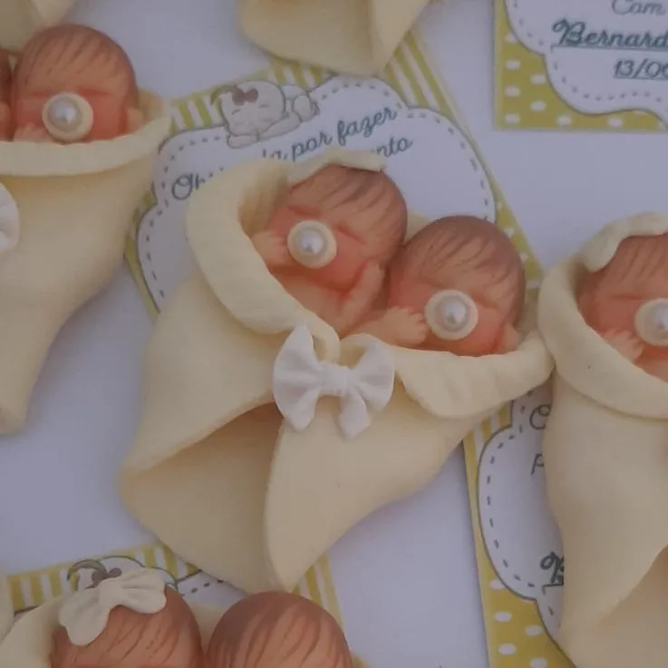 lembrancinha maternidade gêmeos na manta kit c/ 10 unidades - foto 3