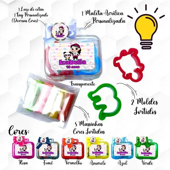 Mini Maleta com Massinhas Luluca Personalizada - feito à mão por Mi Papelaria Criativa