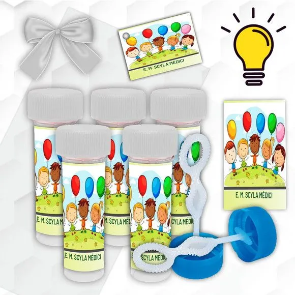 Bolinha de Sabão Dia das Crianças Personalizada - artesanato feito à mão por Mi Papelaria Criativa