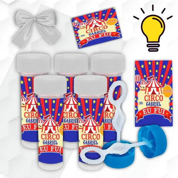 Bolinha de Sabão Circo Personalizada - artesanato feito à mão por Mi Papelaria Criativa