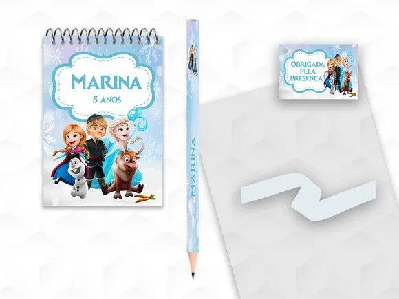 Bloquinho com Lápis Frozen Cute Personalizado - artesanato feito à mão por creativitybynina