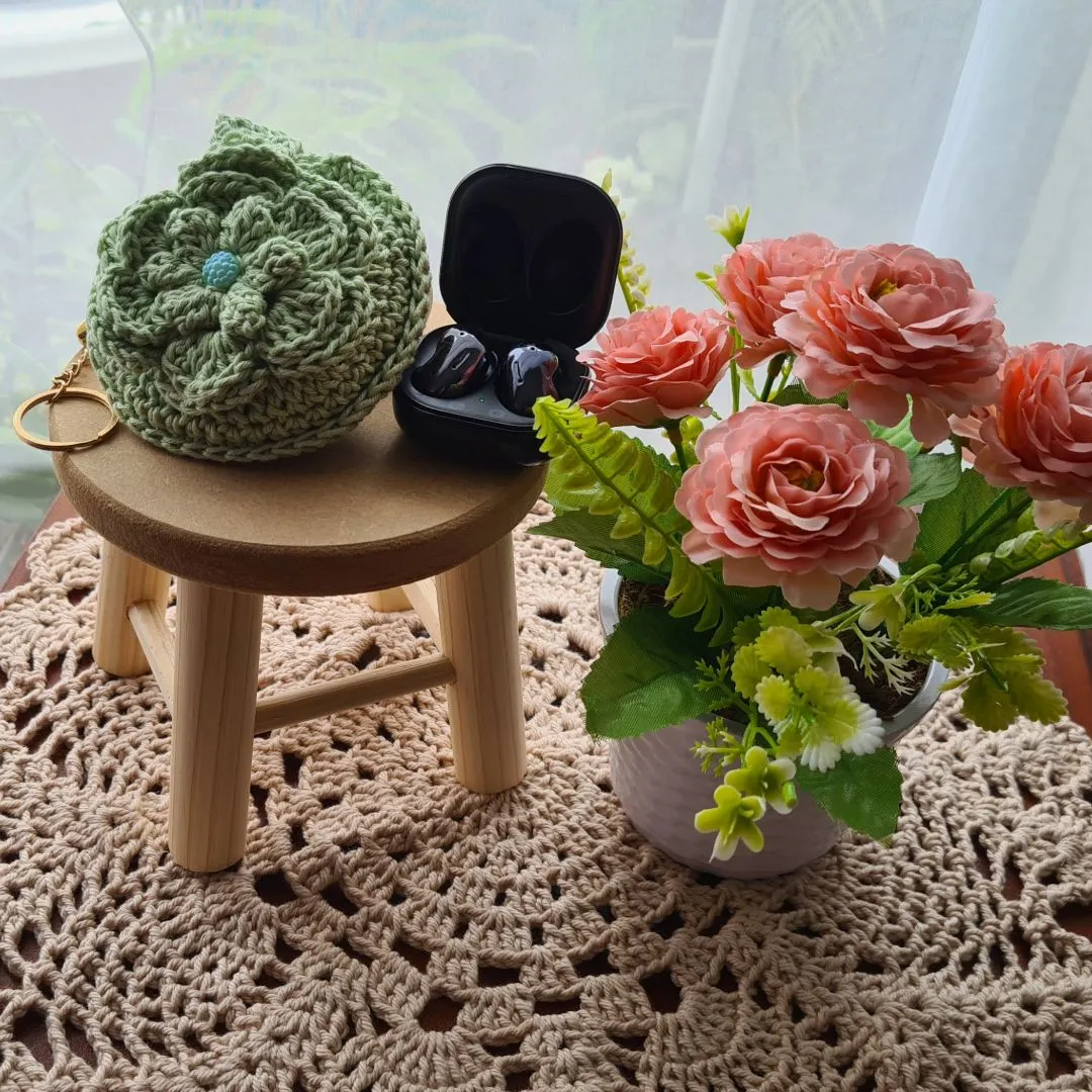 Case em Crochê para Fone de Ouvidos Verde Água - foto 4
