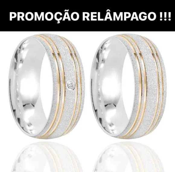 Alianças de Namoro Prata 950 8mm + Anel Solitário - artesanato feito à mão por TM JOIAS
