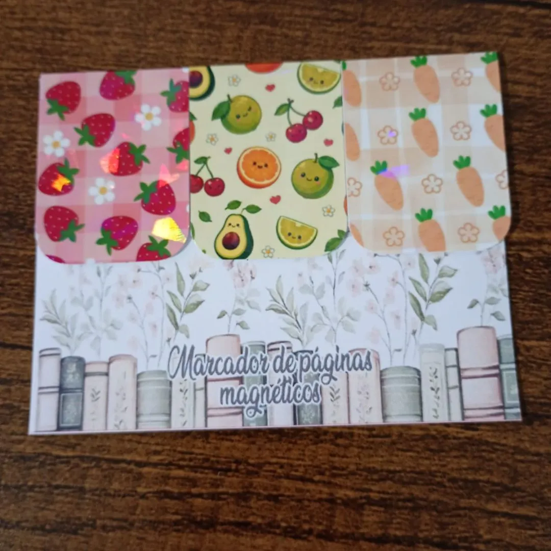 Marcador de Página Magnético Trio 2 - "Frutinhas" - artesanato de Emejhu Personalizados