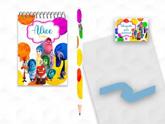 Bloquinho com Lápis Divertidamente 2 Personalizado - artesanato feito à mão por creativitybynina