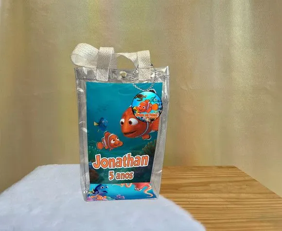 Sacola Transparente Procurando Nemo Personalizado - artesanato de Artmanha Lembrancinhas