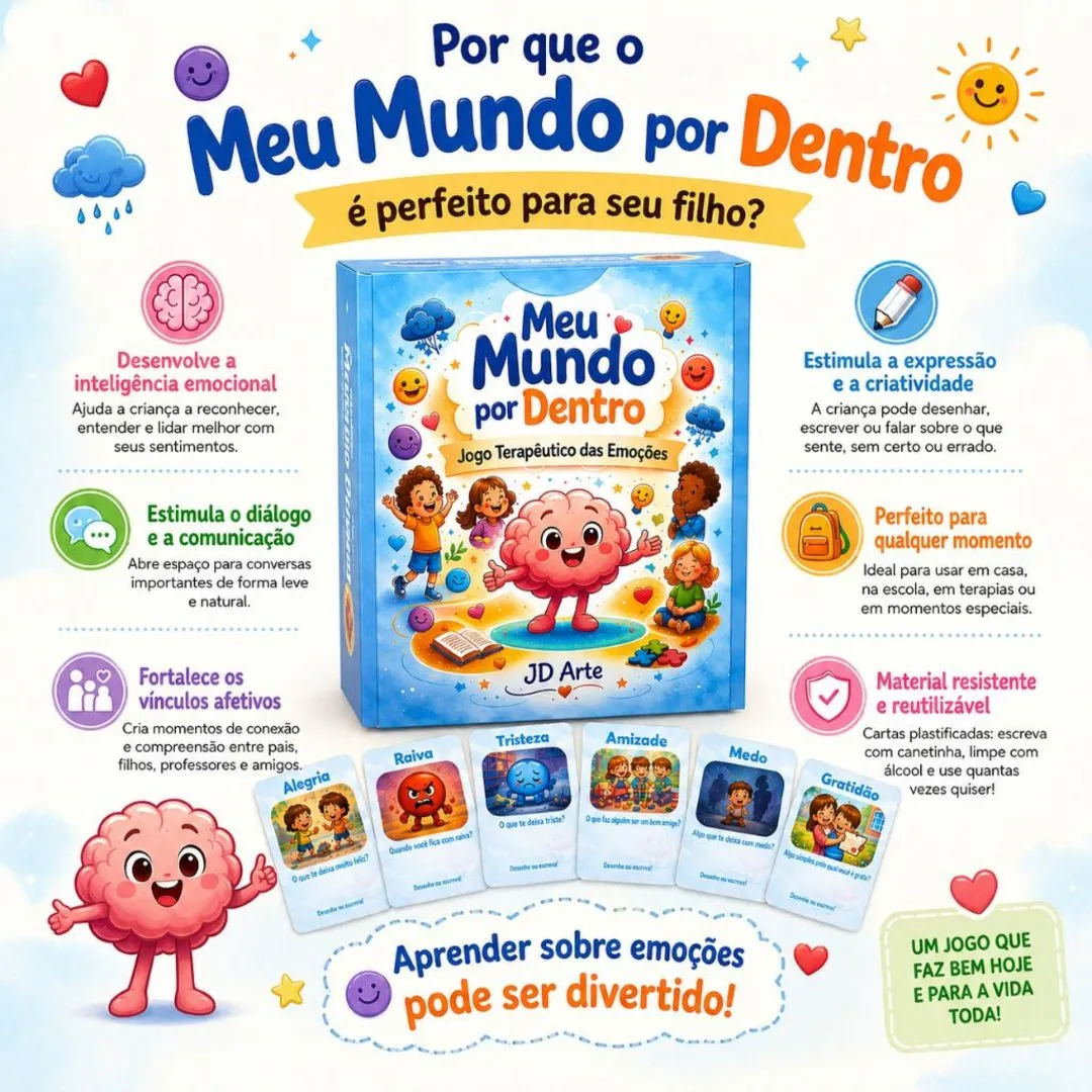Jogo Infantil Inteligência Emocional Cartas Plastificadas Educativas 45 Unidades JD Arte - foto 5