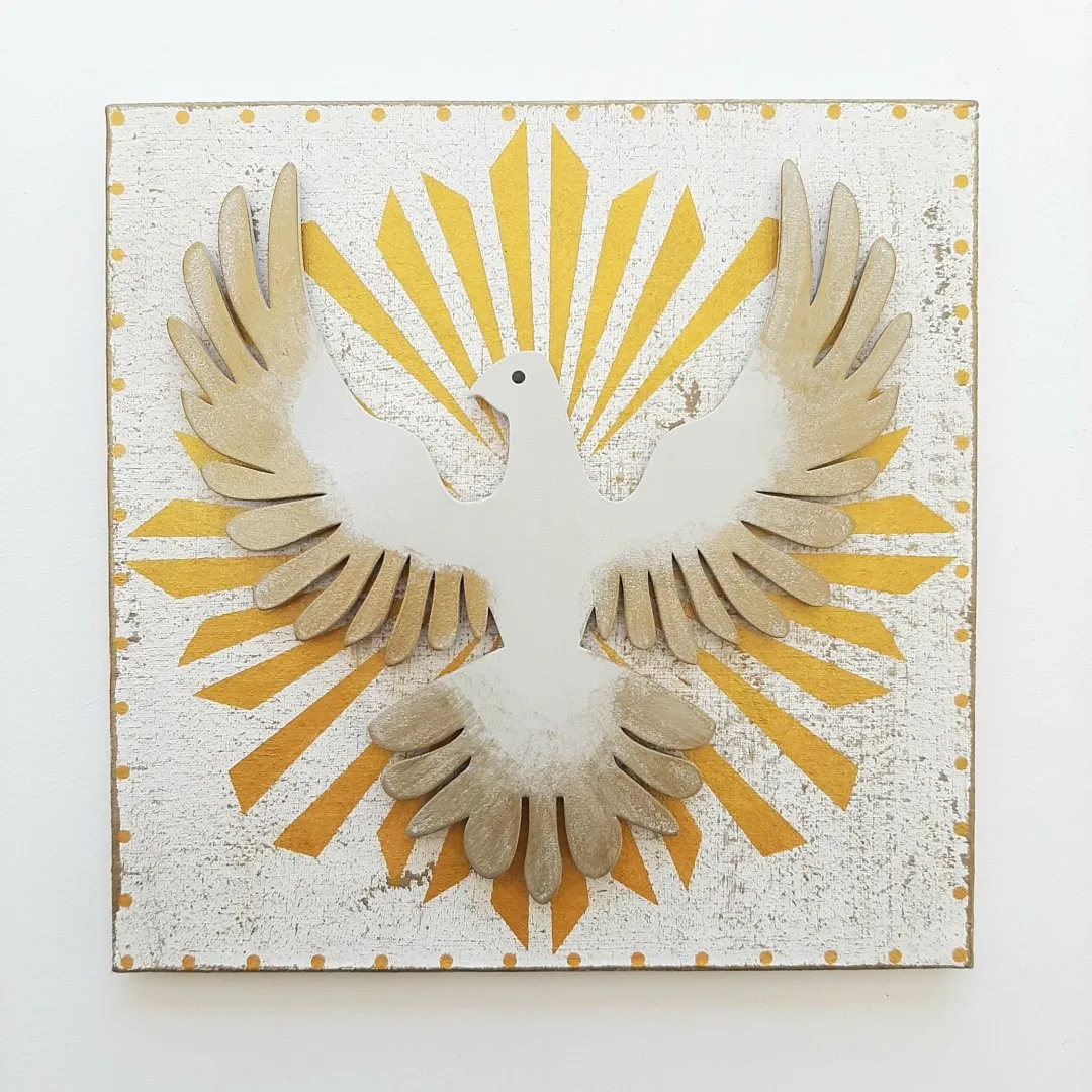 Quadro Divino Dourado - artesanato de Estudio Bananeira