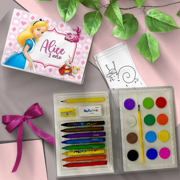 Estojo de Pintura 24pç - Alice no País Personalizado - artesanato feito à mão por Mi Papelaria Criativa