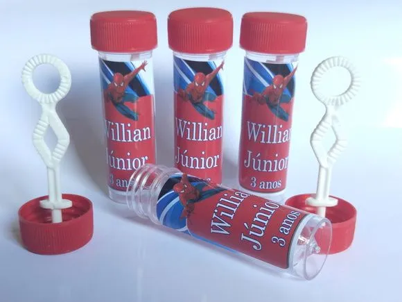 Bolinha de Sabão Homem Aranha Personalizada - artesanato feito à mão por Mi Papelaria Criativa